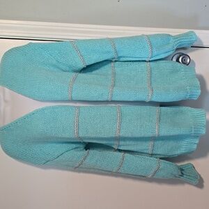 Women's Aqua Silver Thread Open Cardigan Sweater Know Size Large